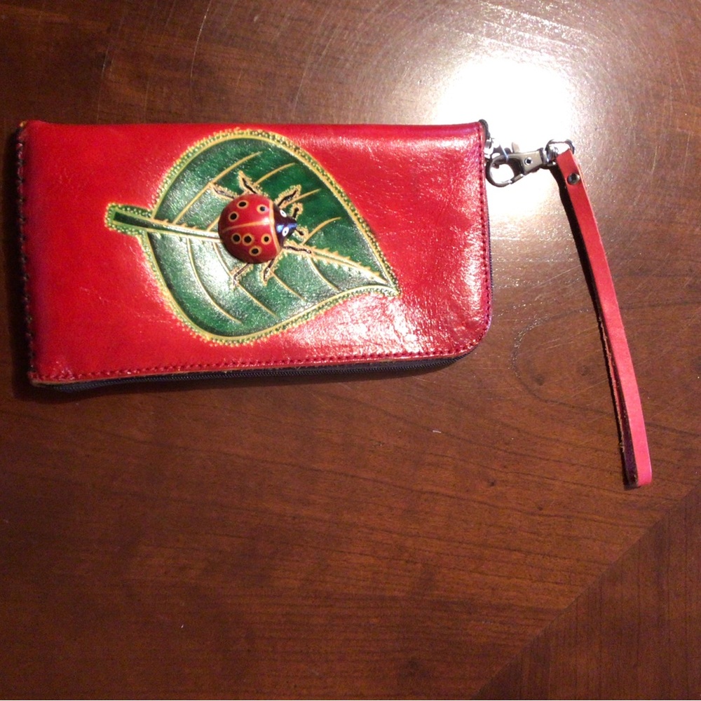 Ladybug glasses, wallet zipper close wristlet